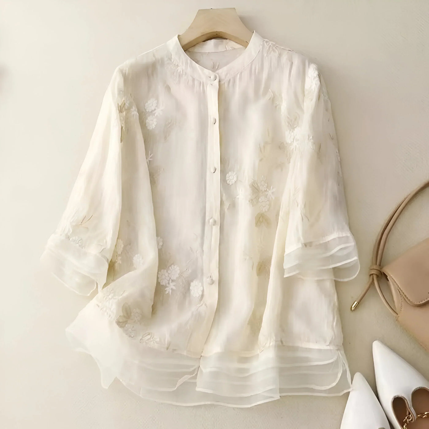 Josie | Cotton Top with Floral Embroidery