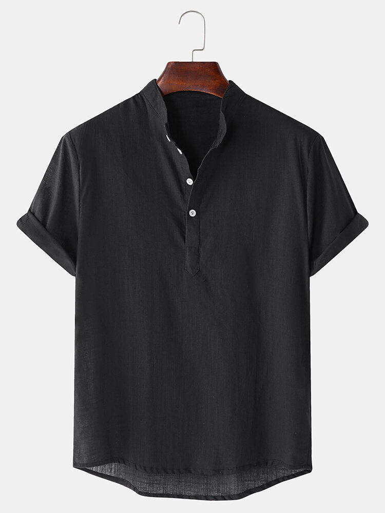 Aurelius | Solid Color Basic Henley Shirts