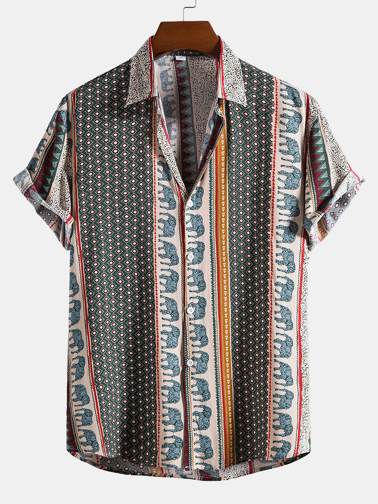 Marlow | Elephant Geometric Print Shirt