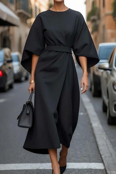 Debra | Elegant Dress with Raglan Sleeves and Belt