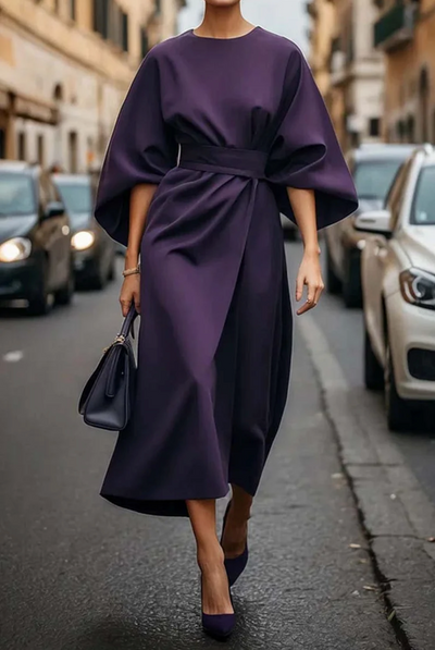 Debra | Elegant Dress with Raglan Sleeves and Belt