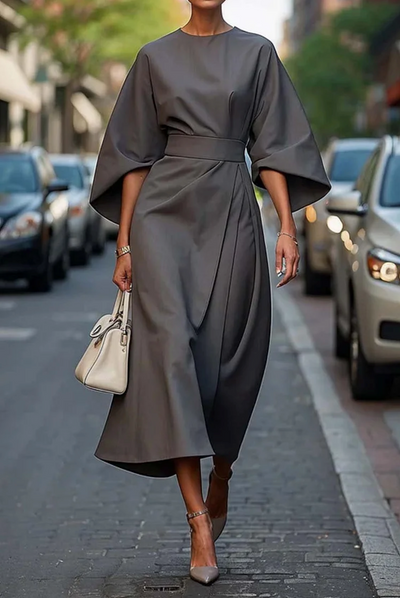 Debra | Elegant Dress with Raglan Sleeves and Belt