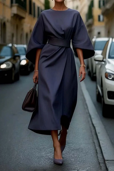 Debra | Elegant Dress with Raglan Sleeves and Belt