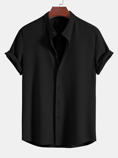 Bodhi | Muscle Fit Ribbed Stand Collar Shirt