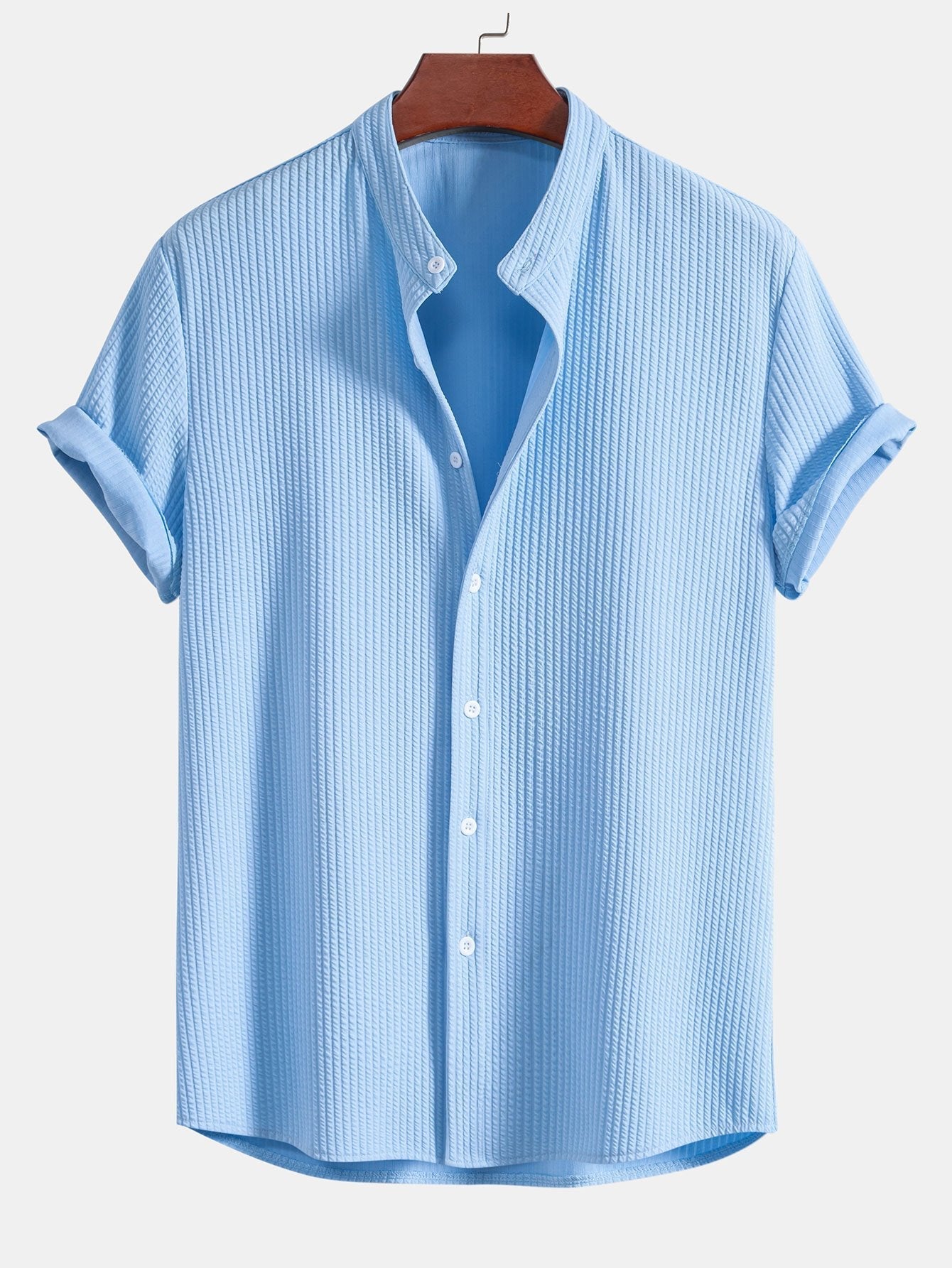 Bodhi | Muscle Fit Ribbed Stand Collar Shirt