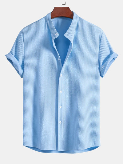 Bodhi | Muscle Fit Ribbed Stand Collar Shirt